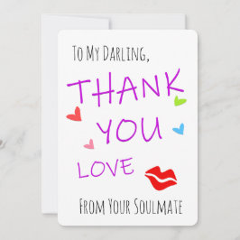 Tarjeta De Agradecimiento Gracioso Gracias Tarjetas, Corazones de Amor y Lip