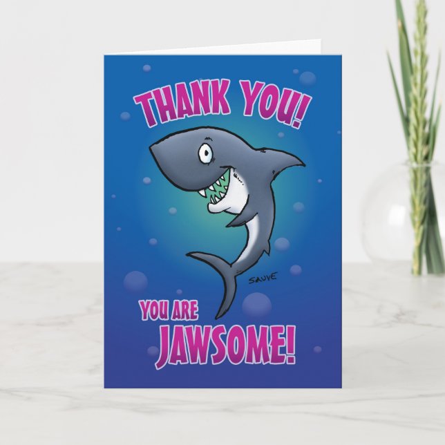 Tarjeta De Agradecimiento Gracioso Personalizado Shark Gracias (Anverso)