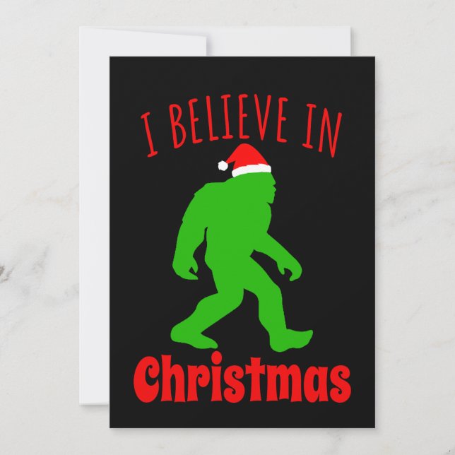 Tarjeta De Agradecimiento Gracioso Pie Grande Que Creo En Los Navidades (Anverso)