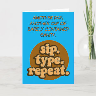 Tarjeta De Agradecimiento Gracioso Regalo De Coworker Con Vibe De Café Retro