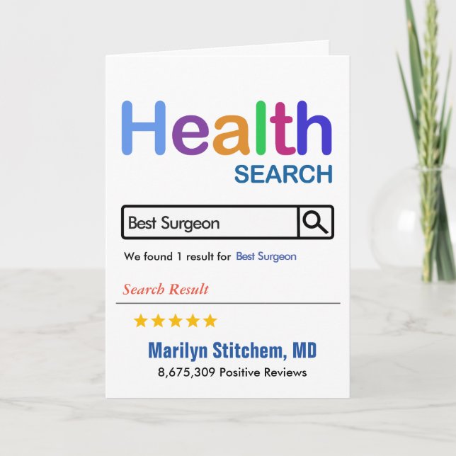 Tarjeta De Agradecimiento Gracioso regalo Mejor Cirujano (Anverso)