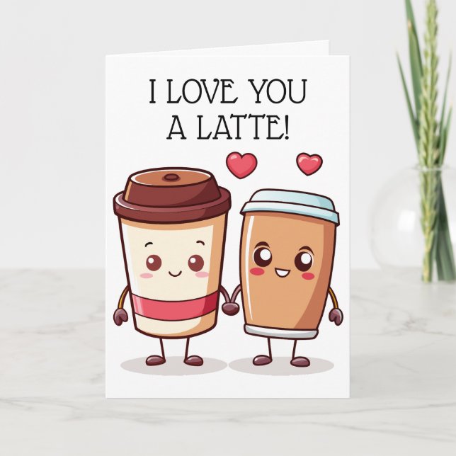 Tarjeta De Agradecimiento Gracioso Te Amo A Latte (Anverso)