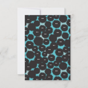 Tarjeta De Agradecimiento Graciosos monstruos esponjosos negros