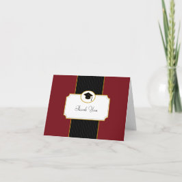 Tarjeta De Agradecimiento Grad Cap Gracias Tarjeta: Rojo