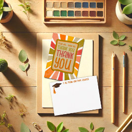 Tarjeta De Agradecimiento Grad Colorido Divertido Alegre Gracias Simple Amar