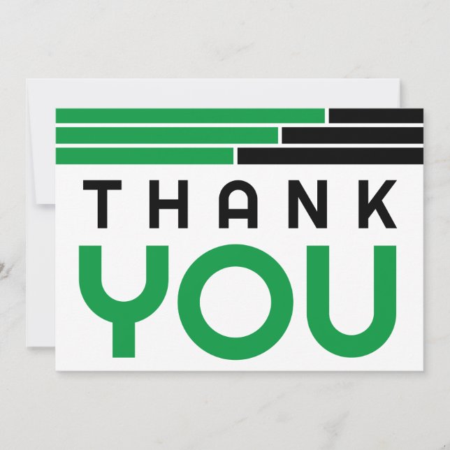 Tarjeta De Agradecimiento Grad Fiesta de Green & Black Bars (Anverso)