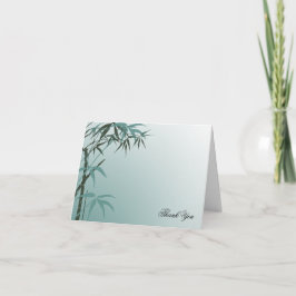 Tarjeta De Agradecimiento Gradiente de Turquesa Bambú Natural Boda Agradecim