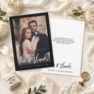 Tarjeta De Agradecimiento Gradiente fotográfico con letras manuales negro