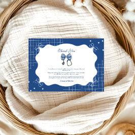 Tarjeta De Agradecimiento Grado escolar de enfermería de Blue Toile Bow