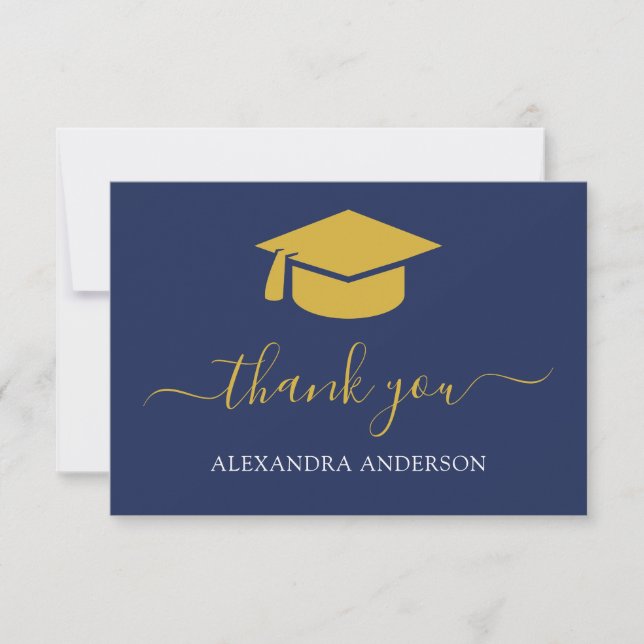 Tarjeta De Agradecimiento Graduación 2022 Gracias Marina Blue Gold (Anverso)