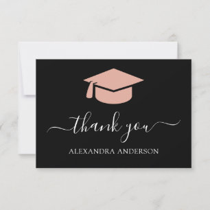 Tarjeta De Agradecimiento Graduación 2022 Gracias Rosa Gold Black