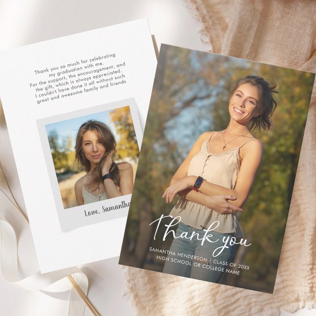 Tarjeta De Agradecimiento Graduación 2025 Photo Script Graduate (Graduation 2025 Photo Script Graduate Thank You Card)