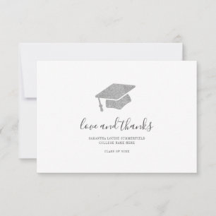 Tarjeta De Agradecimiento Graduación 2025 Photo Silver Grad Cap Script