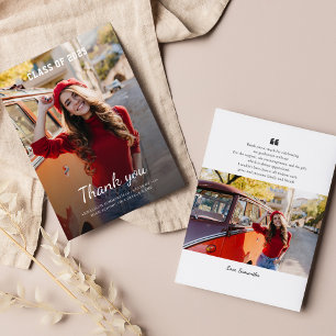 Tarjeta De Agradecimiento Graduación 2026 Foto de graduada moderna