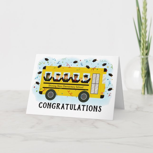 Tarjeta De Agradecimiento Graduación Autobús Escolar de Finales De Año (Anverso)