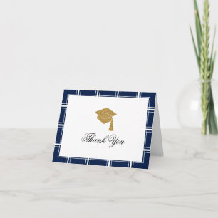 Tarjeta De Agradecimiento Graduación azul moderna Gracias