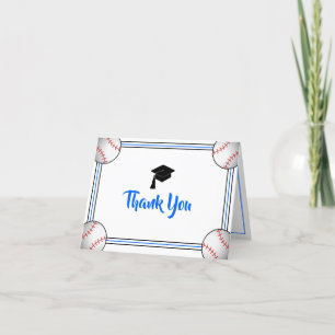 Tarjeta De Agradecimiento Graduación azul y negro