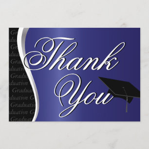 Tarjeta De Agradecimiento Graduación azul y negro Gracias