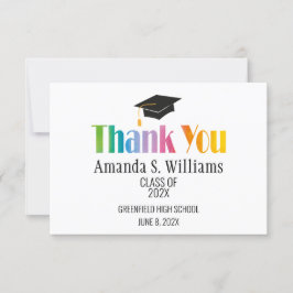 Tarjeta De Agradecimiento Graduación Black Grad Cap Gracias