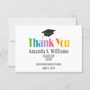 Tarjeta De Agradecimiento Graduación Black Grad Cap Gracias