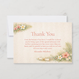 Tarjeta De Agradecimiento Graduación Botánica Floral Tropical
