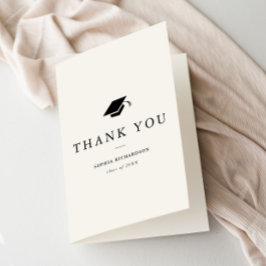 Tarjeta De Agradecimiento Graduación clásica simple de fotos en blanco y neg