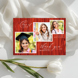 Tarjeta De Agradecimiento Graduación con Colaje de Fotos Rústico Moderno