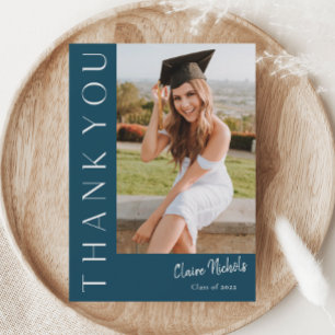 Tarjeta De Agradecimiento Graduación con Foto Vertical Moderna