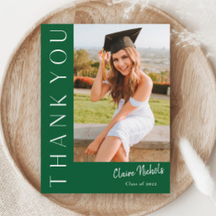 Tarjeta De Agradecimiento Graduación con Foto Vertical Moderna