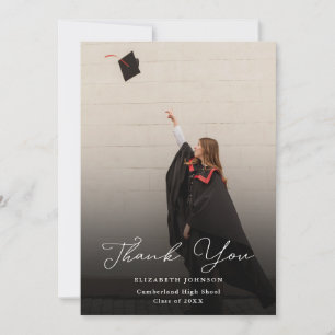 Tarjeta De Agradecimiento Graduación con guión de foto moderna