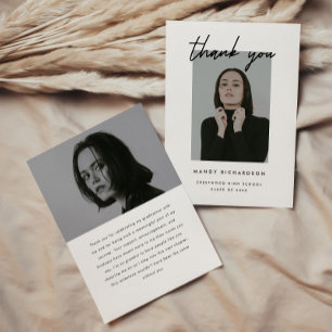 Tarjeta De Agradecimiento Graduación con guión minimalista moderno 2-Foto