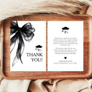 Tarjeta De Agradecimiento Graduación con lazo negro moderno