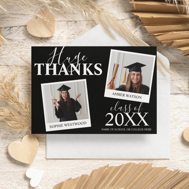 Tarjeta De Agradecimiento Graduación conjunta | 2 Foto (Subido por el creador)