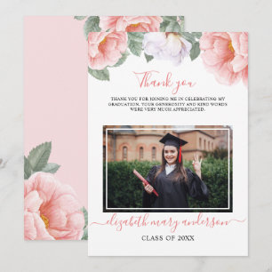 Tarjeta De Agradecimiento Graduación de acuarela bucal rosa