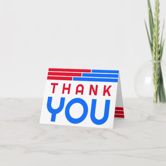 Tarjeta De Agradecimiento Graduación de Bares Rojos y Azules Gracias (Anverso)