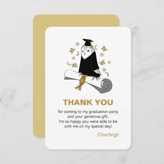 Tarjeta De Agradecimiento Graduación de Búho/jardín de infancia Gracias (Anverso / Reverso)