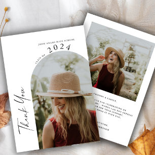 Tarjeta De Agradecimiento Graduación de caligrafía fotográfica mínima modern