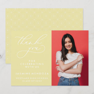 TARJETA DE AGRADECIMIENTO GRADUACIÓN DE CALLIGRAFÍA SIMPLE Y BLANCA GRACIAS