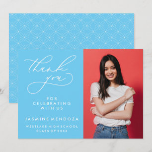 TARJETA DE AGRADECIMIENTO GRADUACIÓN DE CALLIGRAFÍA SIMPLE Y BLANCA GRACIAS