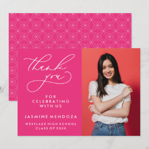 TARJETA DE AGRADECIMIENTO GRADUACIÓN DE CALLIGRAFÍA SIMPLE Y BLANCA GRACIAS