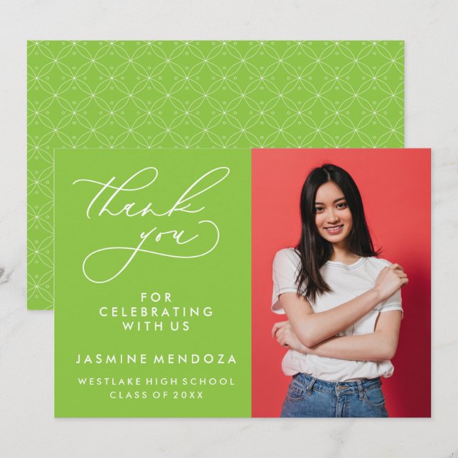 TARJETA DE AGRADECIMIENTO GRADUACIÓN DE CALLIGRAFÍA SIMPLE Y BLANCA GRACIAS (Anverso / Reverso)