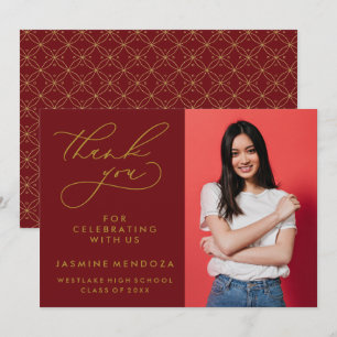 TARJETA DE AGRADECIMIENTO GRADUACIÓN DE CALLIGRAFÍA SIMPLE Y BLANCA GRACIAS