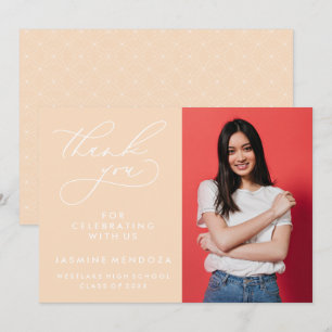 TARJETA DE AGRADECIMIENTO GRADUACIÓN DE CALLIGRAFÍA SIMPLE Y BLANCA GRACIAS