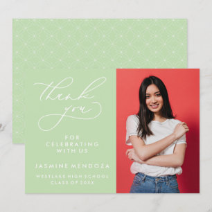 TARJETA DE AGRADECIMIENTO GRADUACIÓN DE CALLIGRAFÍA SIMPLE Y BLANCA GRACIAS