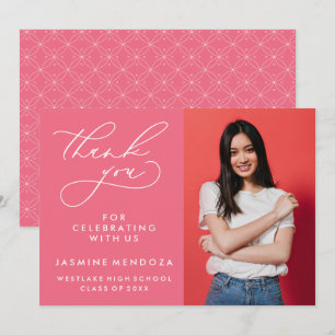 TARJETA DE AGRADECIMIENTO GRADUACIÓN DE CALLIGRAFÍA SIMPLE Y BLANCA GRACIAS