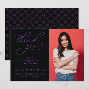 TARJETA DE AGRADECIMIENTO GRADUACIÓN DE CALLIGRAFÍA SIMPLE Y BLANCA GRACIAS