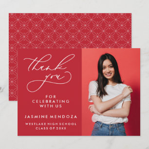 TARJETA DE AGRADECIMIENTO GRADUACIÓN DE CALLIGRAFÍA SIMPLE Y BLANCA GRACIAS