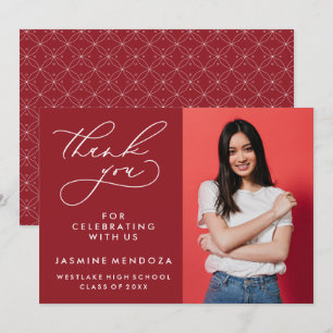 TARJETA DE AGRADECIMIENTO GRADUACIÓN DE CALLIGRAFÍA SIMPLE Y BLANCA GRACIAS