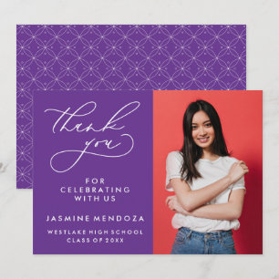 TARJETA DE AGRADECIMIENTO GRADUACIÓN DE CALLIGRAFÍA SIMPLE Y BLANCA GRACIAS