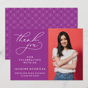 TARJETA DE AGRADECIMIENTO GRADUACIÓN DE CALLIGRAFÍA SIMPLE Y BLANCA GRACIAS